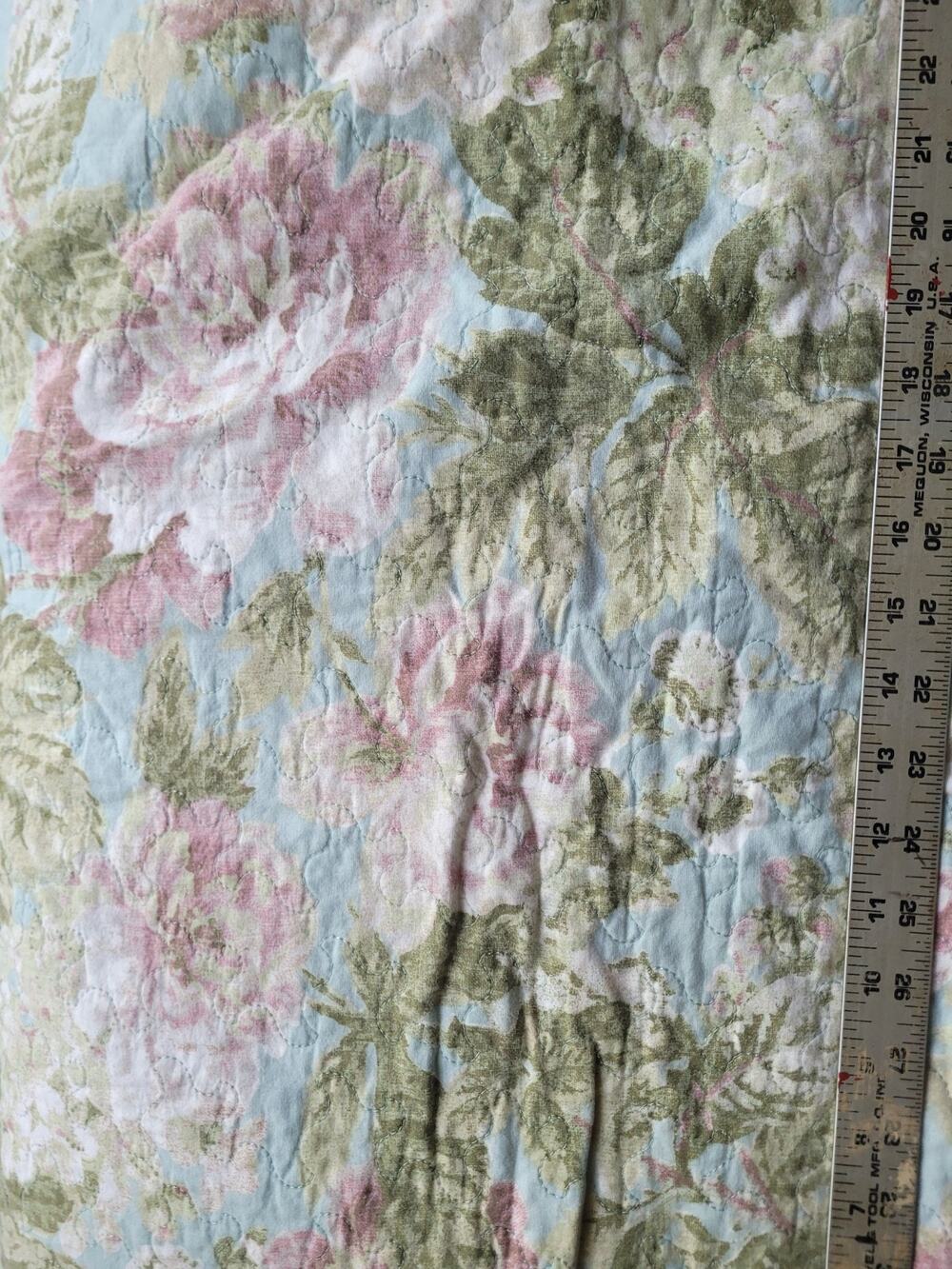 Waverly Floral Quilted Standard Pillow Sham Blue Pink Green 20x27